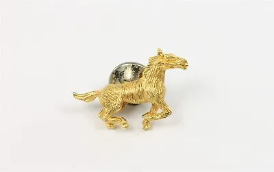 ✅ Vintage Gold Plate Horse Racing Running Pin PonyJewelry Brooch  • £9.31