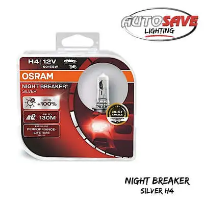 OSRAM H4 472 12V 60/55W Night Breaker Silver +100% Car Headlight Bulbs Twin Pack • $13.90