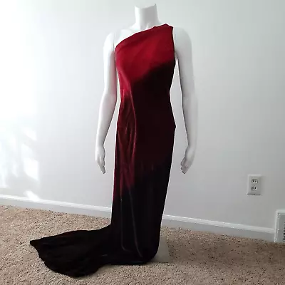 Vintage Sara Sturgeon Y2K Small Velvet One Shoulder Bias Cut Ombre Dress W/Train • $99