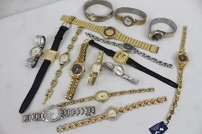 16 Vintage Ladies Wristwatch Watch Lot Gold Tone Milan Guess L.E.I Mathey Tisset • $29.99