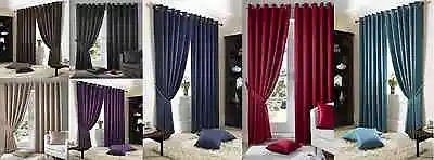 £6.49 • Buy Eyelet Top Plain Modern Pattern Curtains Fully Lined Free Tie Backs Madison