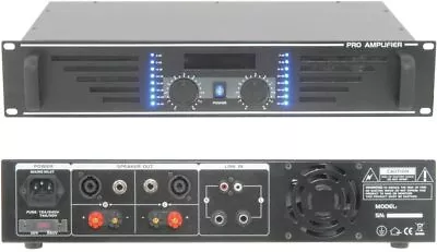 1000W Stereo Power Amplifier - Professional DJ Speaker Sound System - 2U Rack • £244.99