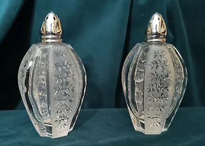 Vintage I W Wright & Co Hand Cut Glass Salt And Pepper Shakers 1½  Pair #0375 • $12