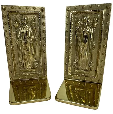 Virginia Metalcrafters Intellectual & Humanitas 1984 Solid BRASS Bookends Pair • $129