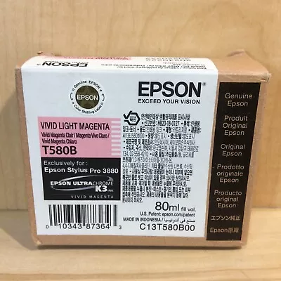Genuine Epson 3880 Printer Ink Vivid Light Magenta T580B T580B00 - Fresh / 2024 • $74.99