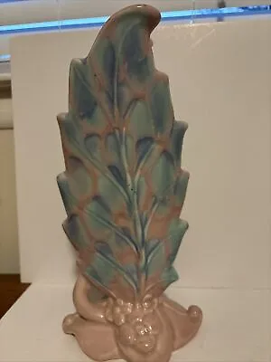 VTG 40's Royal Haeger Leaf Vase R320 Pink Blue Modern Deco Pottery • $34