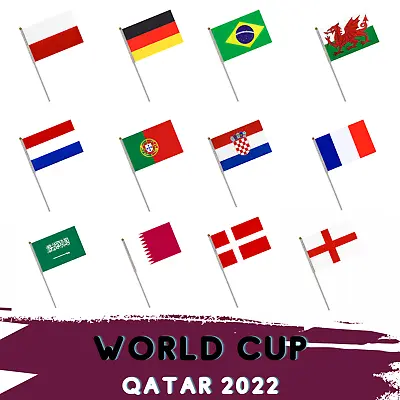 £0.99 • Buy 2 X Small Waving Flags Country Flags World Cup Qatar 2022 Football UK Rugby