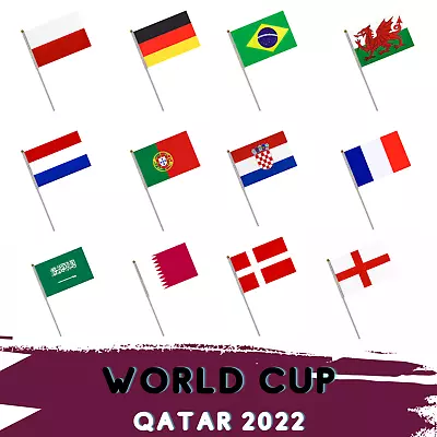 £1.99 • Buy 2 X Small Waving Flags Country Flags World Cup Qatar 2022 Football UK Rugby