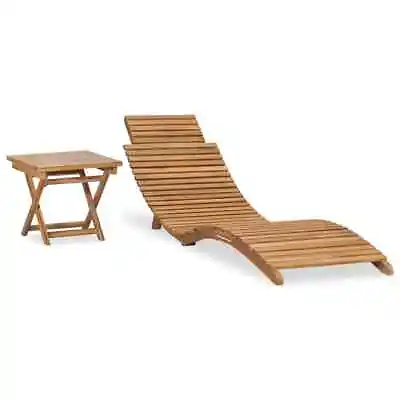 Folding Sun Lounger With Table Garden Sun Bed Day Bed Solid Teak Wood VidaXL • £164.99