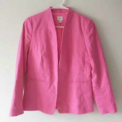 J Crew Broadway Blazer In Stretch Linen Blend Jacket Women 4 Pink Lined Barbieco • $31.41