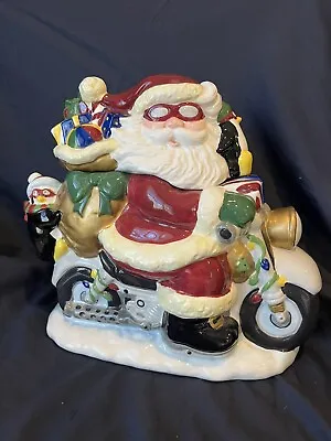 Vintage Cooks Club Santa Motorcycle Cookie Jar • $24