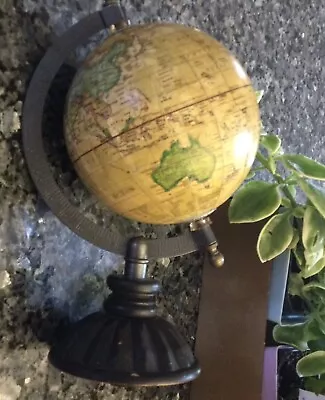 Table Top World Globe Black Wood Base Small 10” • $11