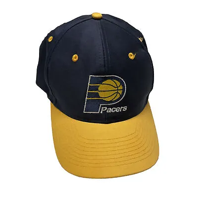 Vintage 90s Indiana Pacers Snapback Hat Blue NBA Basketball Team Logo Athletic • $18.99