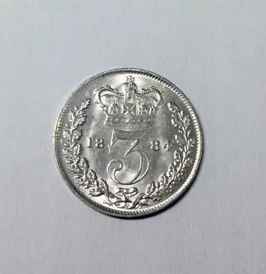 Great Britain 1884 Young  Head Currency  Three  Pence Nice Coin Much Lustre! • $78.99