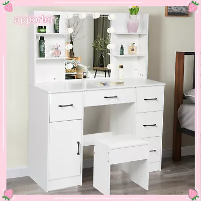 NEW Vanity Desk Set With 10 LED Lighted Mirror W/ 3 Drawers For Girls • $175.78