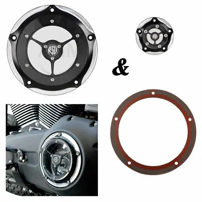 $54.13 • Buy US BLK CNC RSD Clarity 5-Hole Derby Timing Cover For Harley Touring Dyna Softail