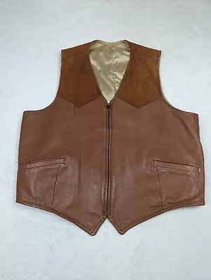 Men's Leather Vest Vintage Brown   Vest Jacket. Great Condition • $28.07