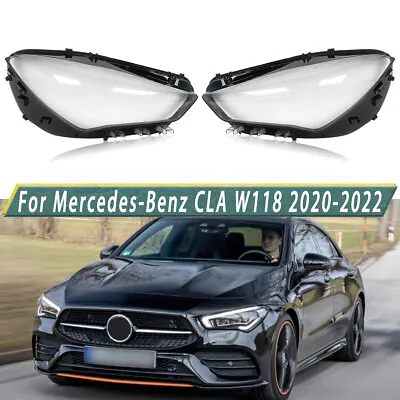 For Mercedes-Benz CLA W118 C118 2020-22 Pair Front Headlight Lens Cover Shell • $227.04