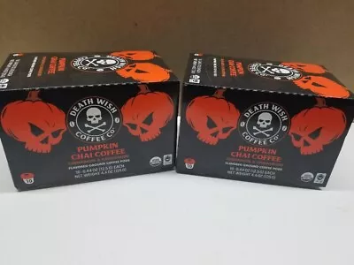 2 Boxes Of 10 Pods Death Wish Pumpkin Chai Coffee K Cups Keurig BBD 6/2024 • $24.99