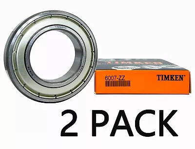 （2 PACK）TIMKEN 6007-ZZ 35X62X14MM Double Metal Seal Ball Bearings  • $20