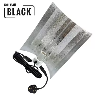 £16.45 • Buy CFL, HPS, MH Reflector LUMII BLACK Euro Barn Hood, Shade E40 Fitting 4m Lead