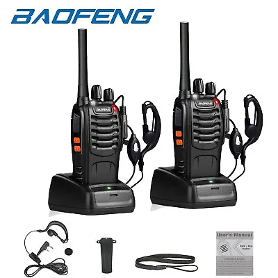 2 Pack BF-88E Walkie Talkie Rechargeable Ultra-long Standby Two Way Radio 16CH • £19.99