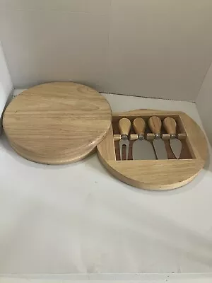Wooden Cheese Board With Knives Set And Serving Tray • £9.99