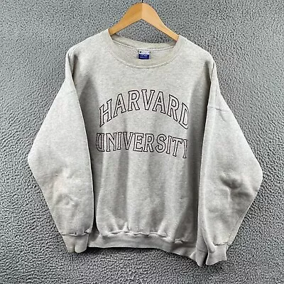 Vintage 90s Champion Harvard University Size 2XL Crewneck Sweatshirt Grey USA • $39.99