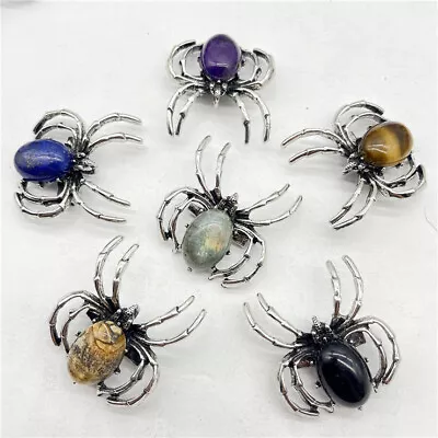 Energy Reiki Quartz Gemstone Oval Bead Spider Pendant (35x38mm) Necklace 18  AAA • $3.95