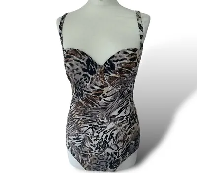 Naturana Underwired Padded Swimsuit 73072 Brown Animal Print Womens Size 10 32C  • £7.75