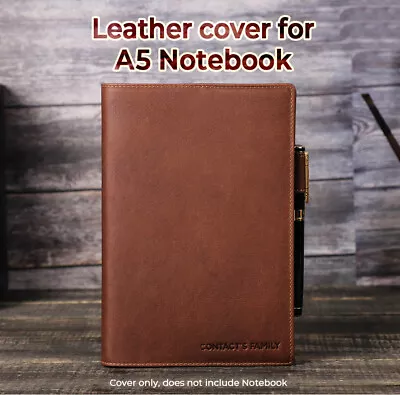 Leather Book Cover For A5 B5 Notebook Sketchbook Journal Cover + Pen Holder • £19.19