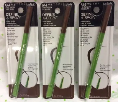 3 X Maybelline Define-A-Brow Eyebrow Pencil 644 Light Brown NEW PACKAGE SEALED. • $63.71