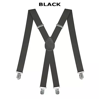 Men X-Shape Suspenders Elastic Strap Brace 3 Clips Adjustable Pants Brace TBN US • $5.95