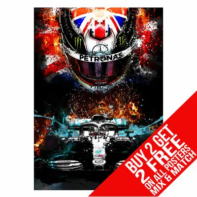 Lewis Hamilton Bb4 F1 Mercedes Poster Art Print A4 A3 Size Buy 2 Get Any 2 Free • £6.97