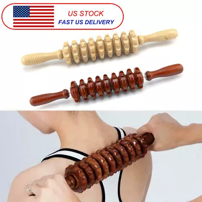 15'' Wood Roller Trigger Point Stick Body Therapy Massager Muscle Relief Tool US • $9.34