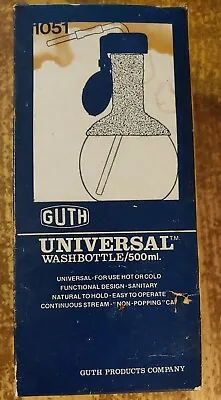 Vintage GUTH UNIVERSAL WASH BOTTLE 500ML Corked Pool Grip-Laboratory • $25