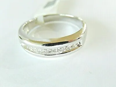 14K White Gold Natural .25CT Round Diamond 6MM Wide Men's Wedding Band Ring 9.5 • $449