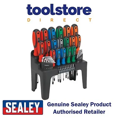 Sealey S01090 44pc Screwdriver Hex Key & Bit Set Contoured Soft Grip Handles • £23.35