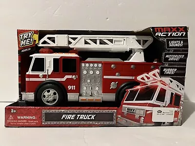 Maxx Action Red Ladder Fire Truck LightsSound Friction Motor Rubber Tires 12  • $20