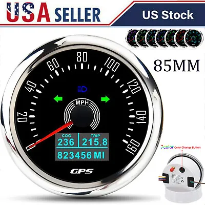$51.98 • Buy 85mm Waterproof Boat GPS Speedometer 0-160MPH Odometer Gauge For Car Truck US
