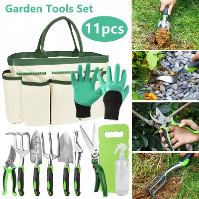 11pc Garden Tools Set With Bag Gardening Kit Trowel Secateurs Fork Knee Pad • £21.99