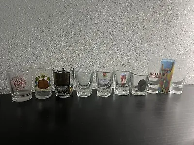 10 PIECE Shot Glass LOT Variety Colleges Places Landmarks Sports Vintage Collect • $14.40