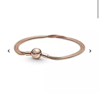 Pandora 14k Rose Gold Plated Moments Multi Snake Chain Bracelet 589338C00-19cm • £9.95