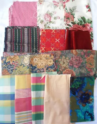 13 Pc DECORATOR FABRIC LOT Rose Mint Cotton & Cotton Blend Tapestry Velvet #8 • $14