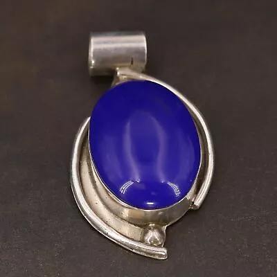 VTG Sterling Silver - MEXICO TAXCO Lapis Lazuli Cabochon Necklace Pendant - 16g • $15.50