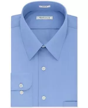 Van Heusen Men's Cameo Blue Classic Fit Point Collar Dress Shirt Size 16.5 34/35 • $13.20