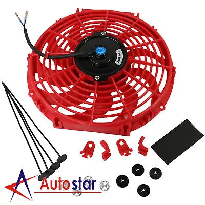 $25.97 • Buy Universal 12  Engine Cooling Fan Slim Pull Push Racing Electric Radiator Red 12V