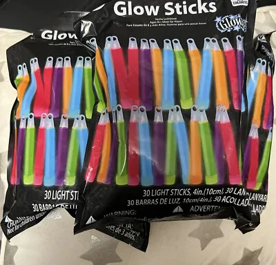 90 Glow Sticks In Bulk  4  Lanyards Multi Use  For Parties Camping Hiking • $45.11