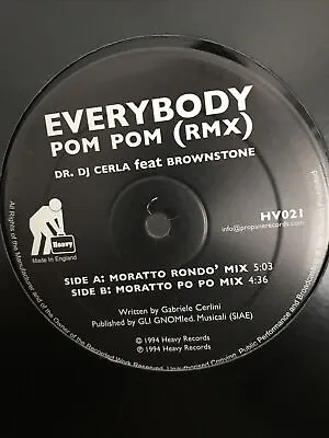 Dj Cerla - Everybody Pop Pom Rmx 12” Record  Italo Dance Makina Happy Hardcore  • £9