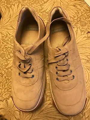 £4.95 • Buy Per Una Stone Coloured Nubuck Leather Flat Lace Up Shoes, Size 6, Good Condition
